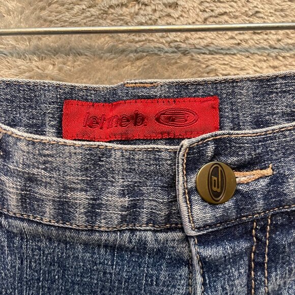 Vtg Let Me B Y2K Women Hip Hop Mid Rise Stretch Flared Blue Denim Jean 16P - Picture 6 of 12